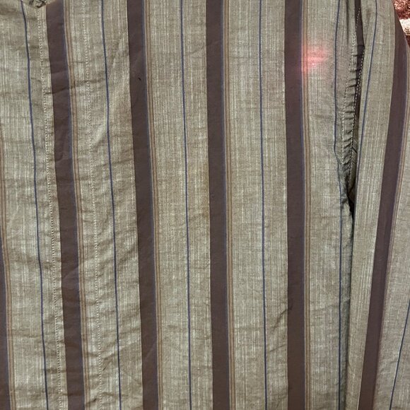 Armani Collezioni Men's Mandarin Collar Striped Long Sleeve Shirt - Size M - Picture 5 of 11